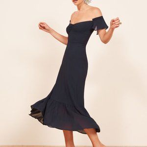 Reformation Butterfly Dress Navy